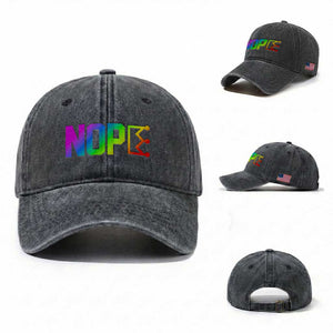 Nope No Kings Graphic Washed Cotton Baseball Cap Humorous Political Gift TS12 Washed Cap Universal Fit Dark Gray Print Your Wear