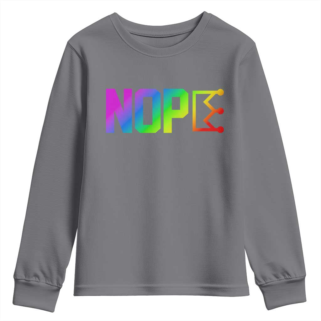 Nope No Kings Graphic Youth Sweatshirt Humorous Political Gift TS12 Charcoal Print Your Wear