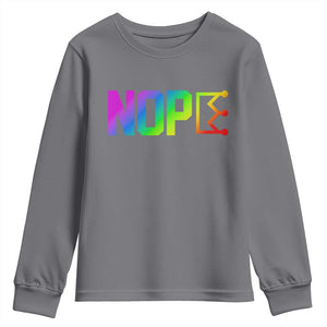 Nope No Kings Graphic Youth Sweatshirt Humorous Political Gift TS12 Charcoal Print Your Wear