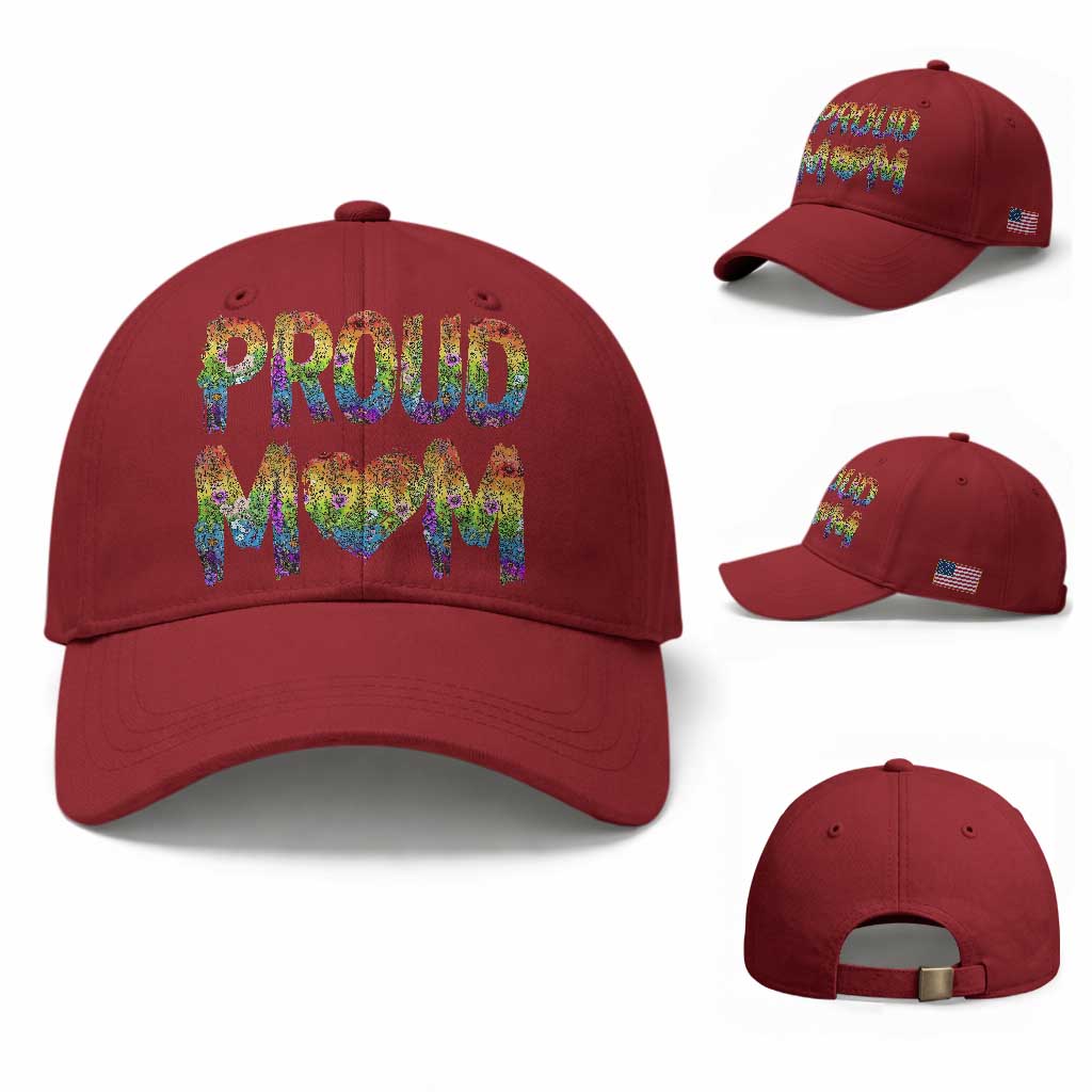 Proud Mom LGBTQ Human Rights Support Baseball Cap TS12 Baseball Cap Universal Fit Cherry Red Print Your Wear