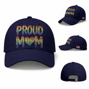 Proud Mom LGBTQ Human Rights Support Baseball Cap TS12 Baseball Cap Universal Fit Dark Blue Print Your Wear