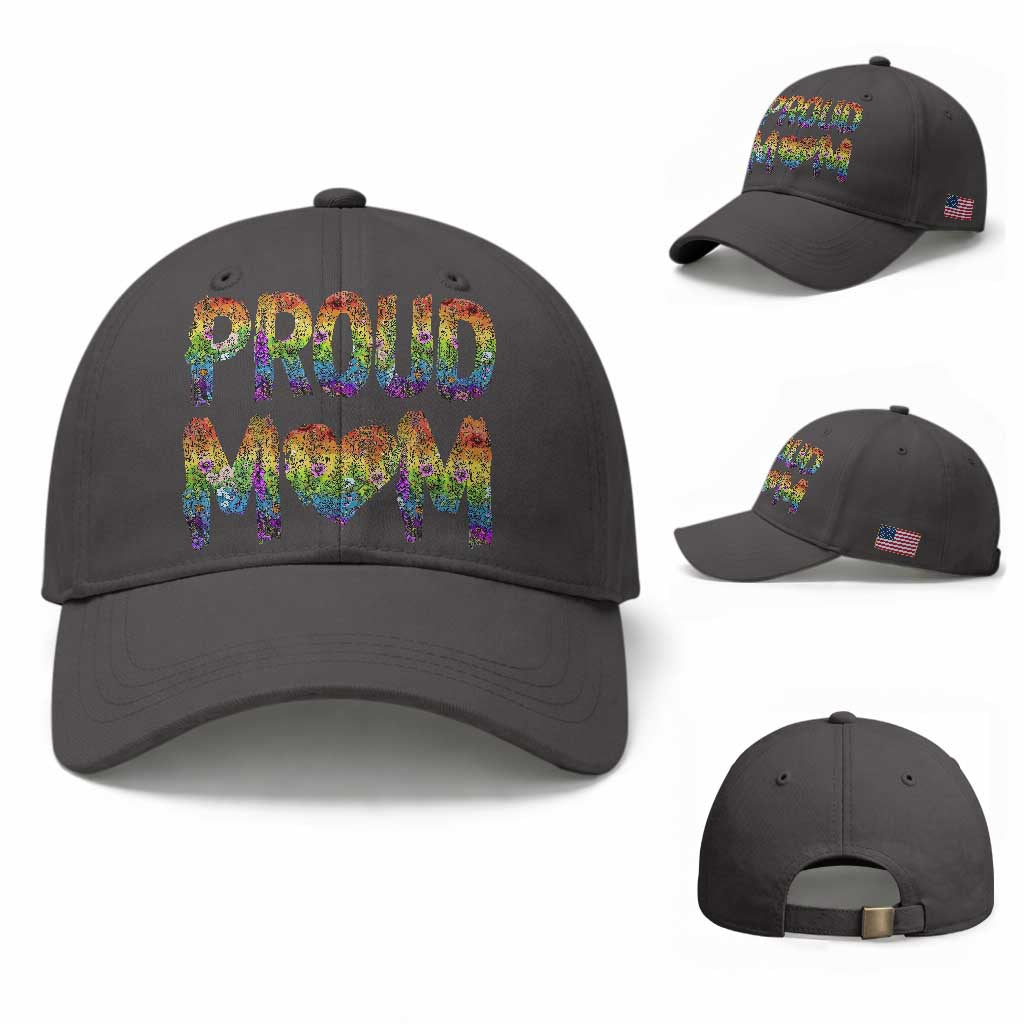 Proud Mom LGBTQ Human Rights Support Baseball Cap TS12 Baseball Cap Universal Fit Dark Gray Print Your Wear