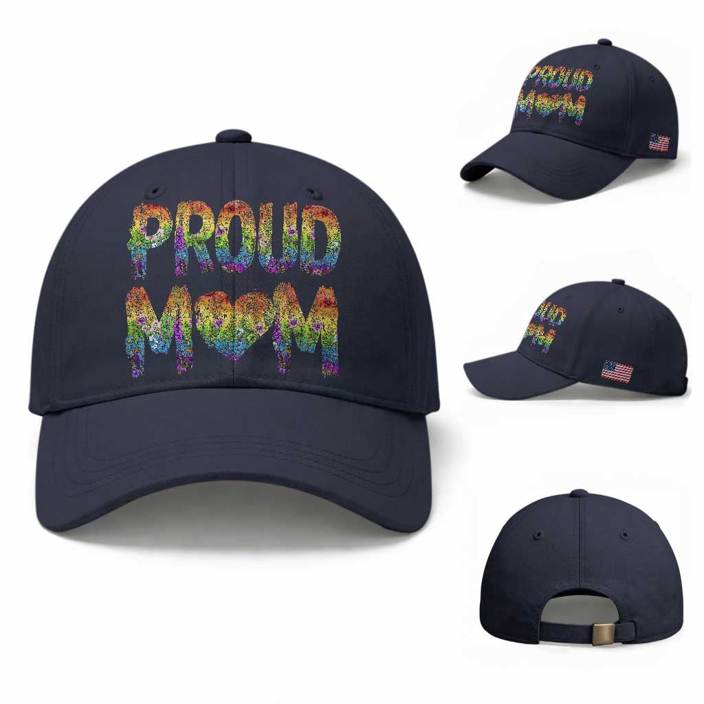 Proud Mom LGBTQ Human Rights Support Baseball Cap TS12 Baseball Cap Universal Fit Navy Print Your Wear