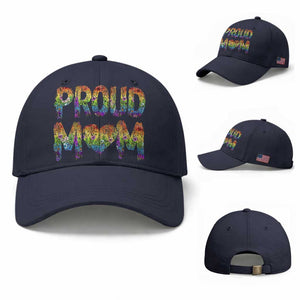 Proud Mom LGBTQ Human Rights Support Baseball Cap TS12 Baseball Cap Universal Fit Navy Print Your Wear