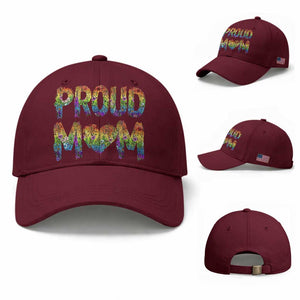Proud Mom LGBTQ Human Rights Support Baseball Cap TS12 Baseball Cap Universal Fit Maroon Print Your Wear