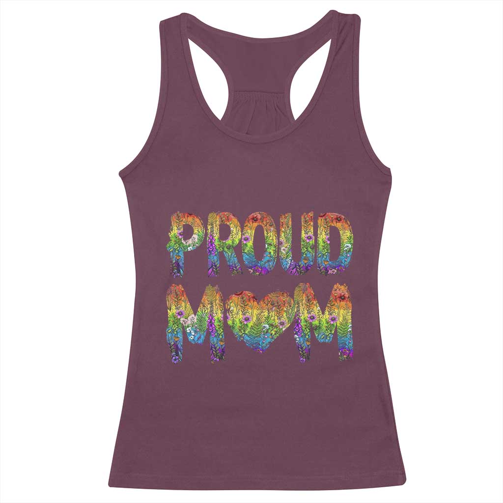 Proud Mom LGBTQ Human Rights Support Racerback Tank Top TS12 Maroon Print Your Wear