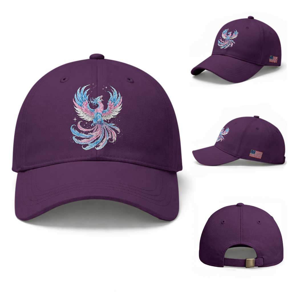 Transgender Phoenix Reborn Baseball Cap Trans Pride Flag Bird TS12 Baseball Cap Universal Fit Purple Print Your Wear