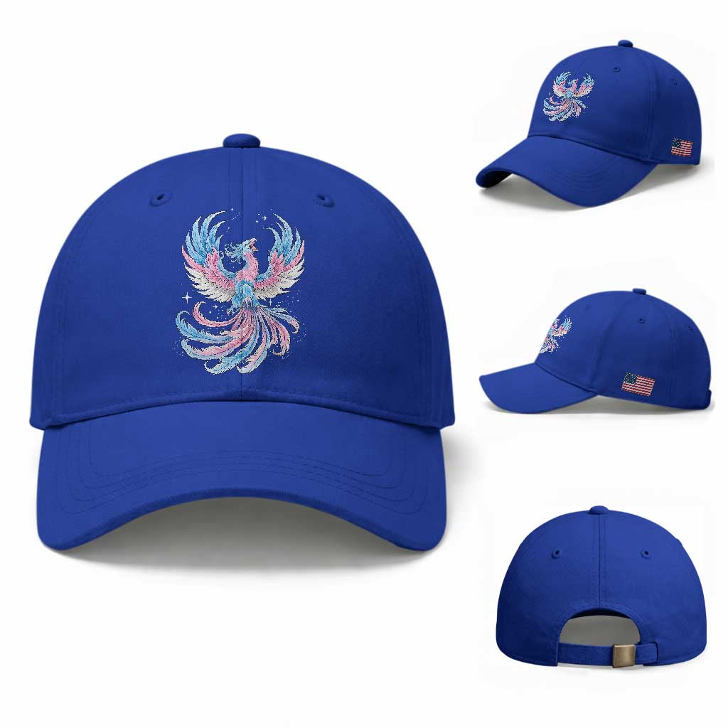 Transgender Phoenix Reborn Baseball Cap Trans Pride Flag Bird TS12 Baseball Cap Universal Fit Royal Blue Print Your Wear