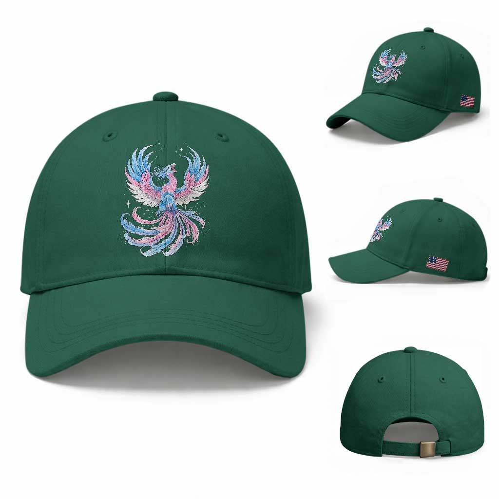 Transgender Phoenix Reborn Baseball Cap Trans Pride Flag Bird TS12 Baseball Cap Universal Fit Irish Green Print Your Wear