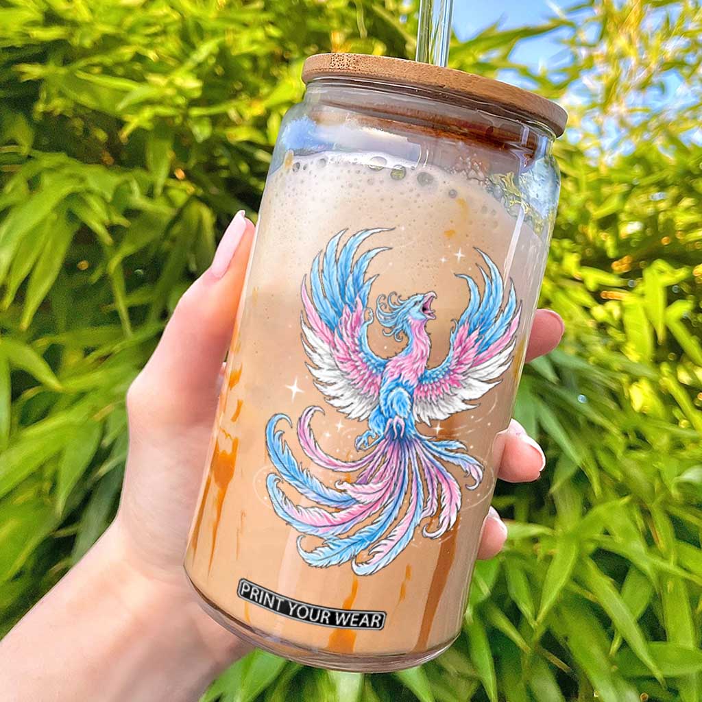 Transgender Phoenix Reborn Glass Can Trans Pride Flag Bird TS12 Black Print Your Wear