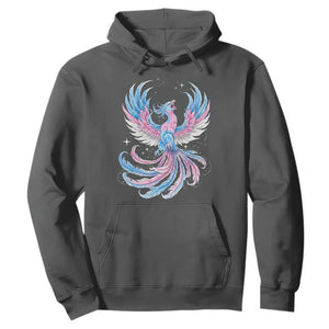 Transgender Phoenix Reborn Hoodie Trans Pride Flag Bird TS12 Dark Heather Print Your Wear
