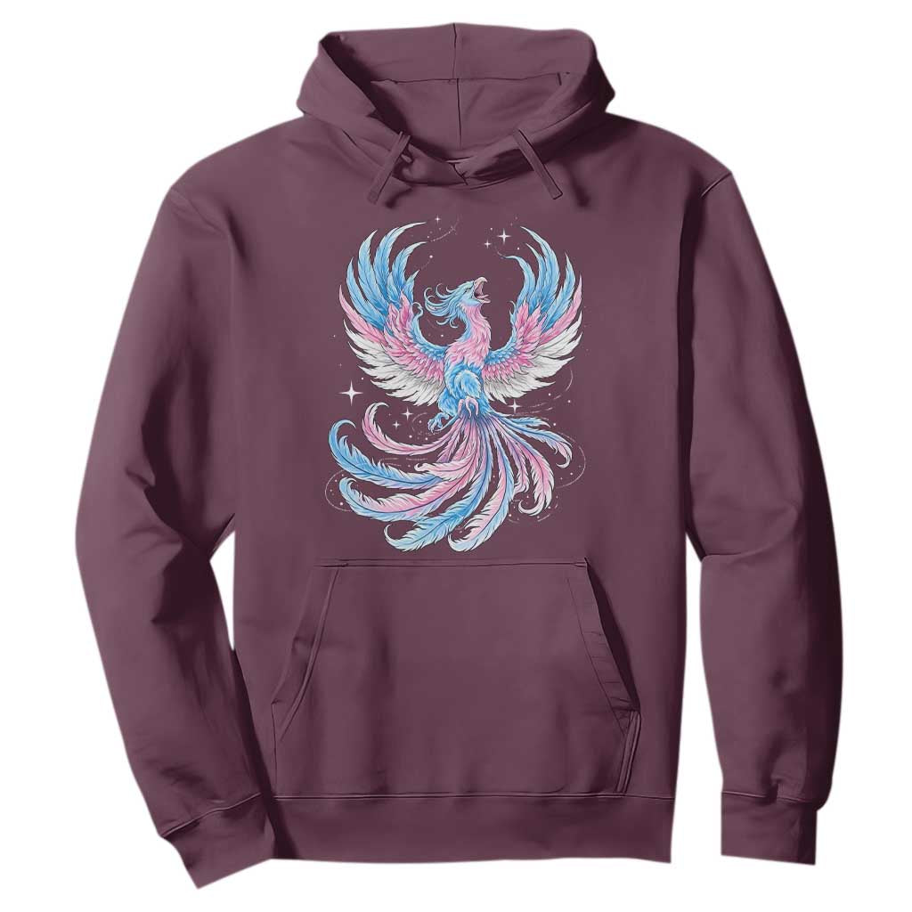 Transgender Phoenix Reborn Hoodie Trans Pride Flag Bird TS12 Maroon Print Your Wear