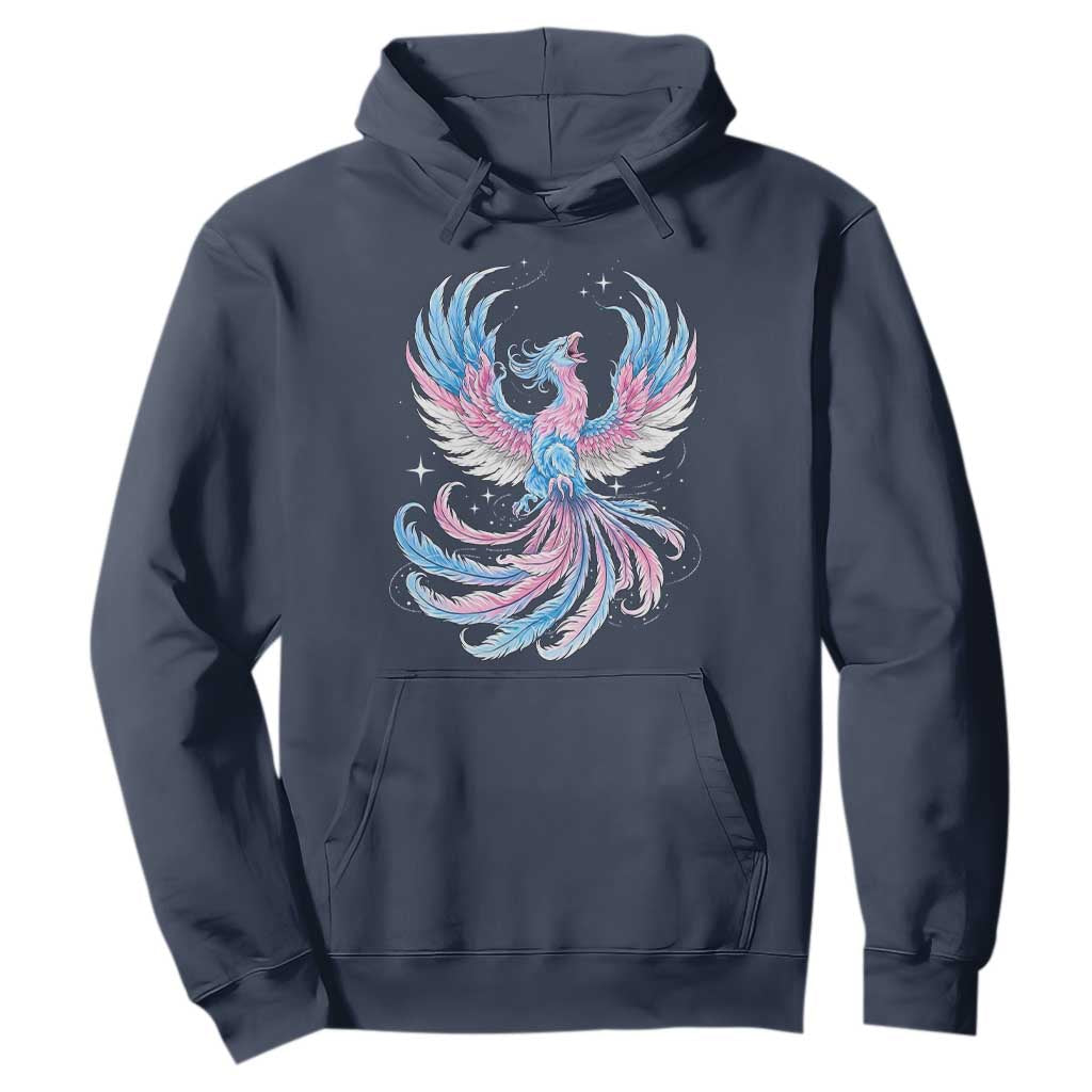 Transgender Phoenix Reborn Hoodie Trans Pride Flag Bird TS12 Navy Print Your Wear