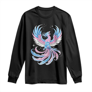 Transgender Phoenix Reborn Long Sleeve Shirt Trans Pride Flag Bird TS12 Black Print Your Wear