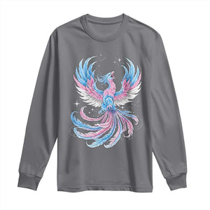 Transgender Phoenix Reborn Long Sleeve Shirt Trans Pride Flag Bird TS12 Charcoal Print Your Wear