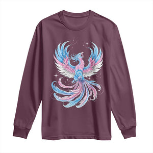 Transgender Phoenix Reborn Long Sleeve Shirt Trans Pride Flag Bird TS12 Maroon Print Your Wear