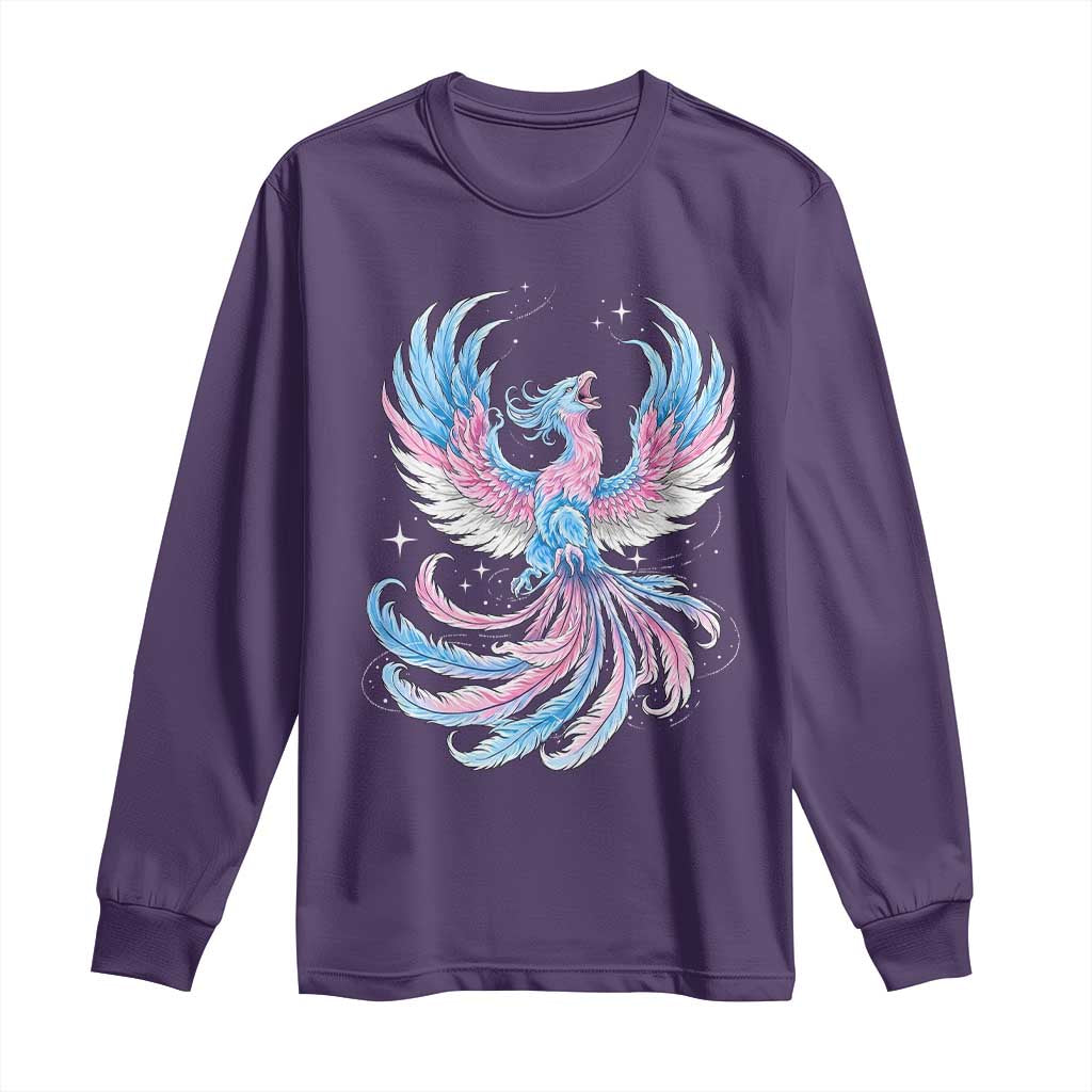 Transgender Phoenix Reborn Long Sleeve Shirt Trans Pride Flag Bird TS12 Purple Print Your Wear