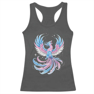 Transgender Phoenix Reborn Racerback Tank Top Trans Pride Flag Bird TS12 Dark Heather Print Your Wear