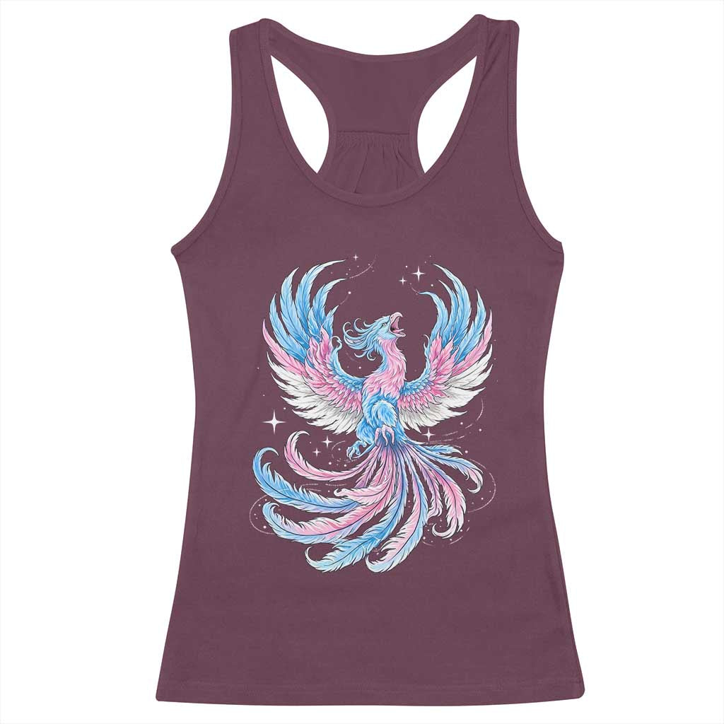 Transgender Phoenix Reborn Racerback Tank Top Trans Pride Flag Bird TS12 Maroon Print Your Wear
