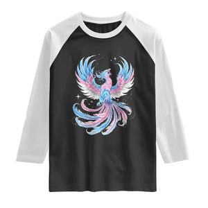 Transgender Phoenix Reborn Raglan Shirt Trans Pride Flag Bird TS12 Black White Print Your Wear