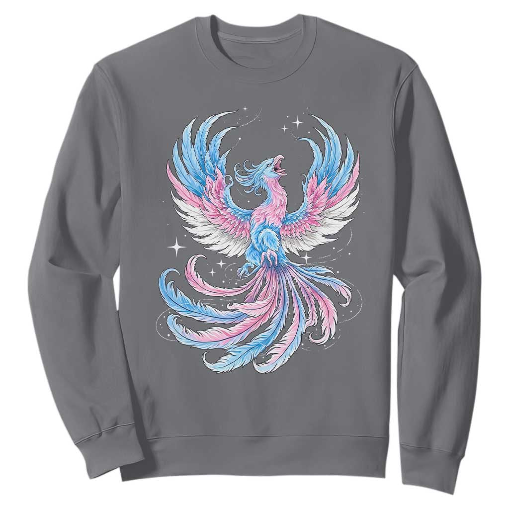 Transgender Phoenix Reborn Sweatshirt Trans Pride Flag Bird TS12 Charcoal Print Your Wear