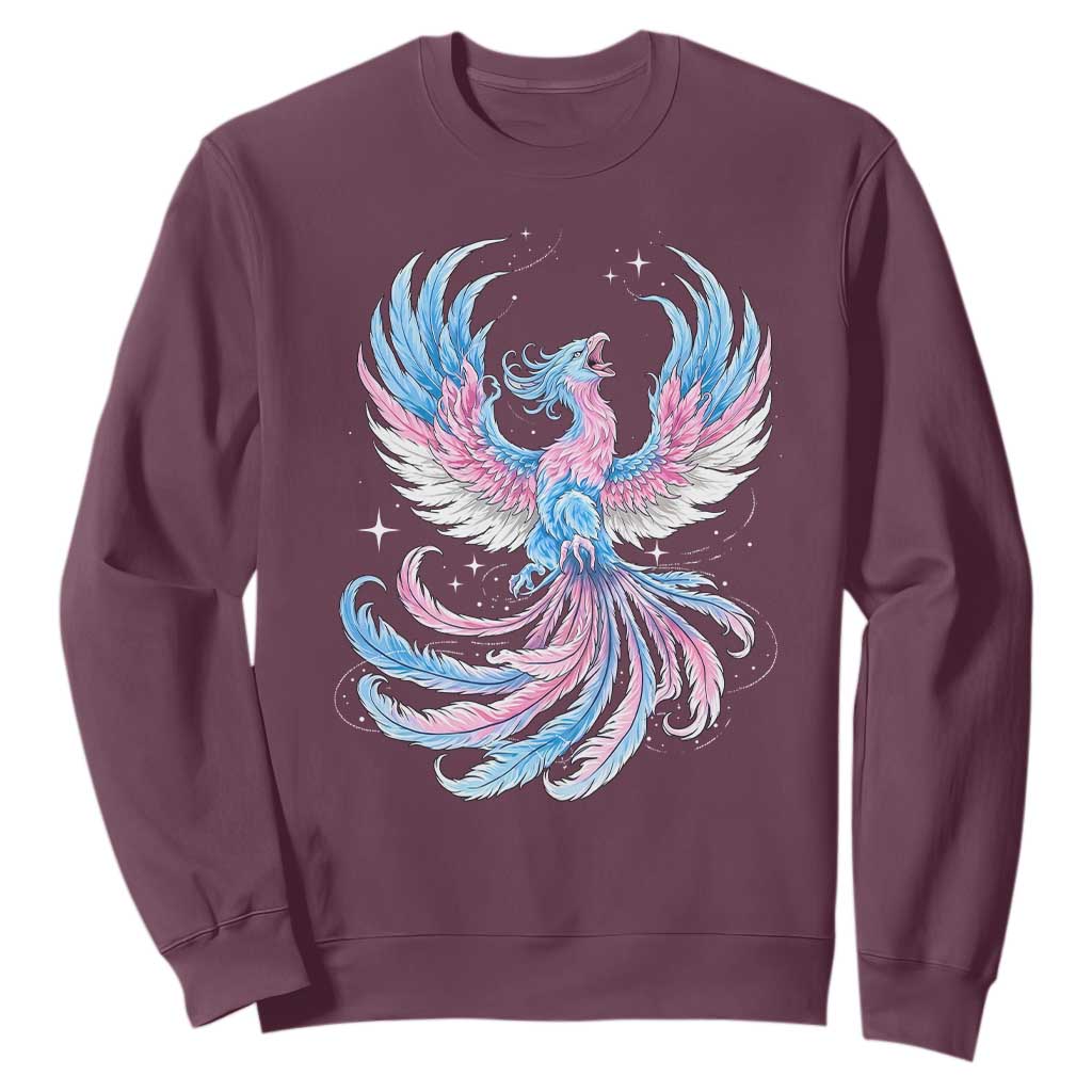 Transgender Phoenix Reborn Sweatshirt Trans Pride Flag Bird TS12 Maroon Print Your Wear