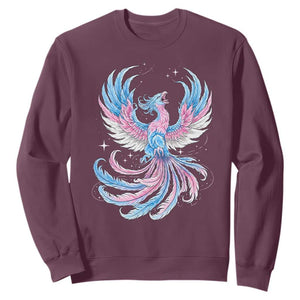 Transgender Phoenix Reborn Sweatshirt Trans Pride Flag Bird TS12 Maroon Print Your Wear