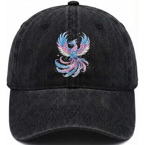 Transgender Phoenix Reborn Washed Cotton Baseball Cap Trans Pride Flag Bird TS12 Print Your Wear