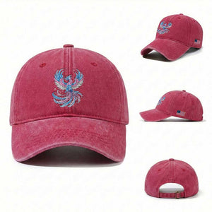 Transgender Phoenix Reborn Washed Cotton Baseball Cap Trans Pride Flag Bird TS12 Washed Cap Universal Fit Red Print Your Wear