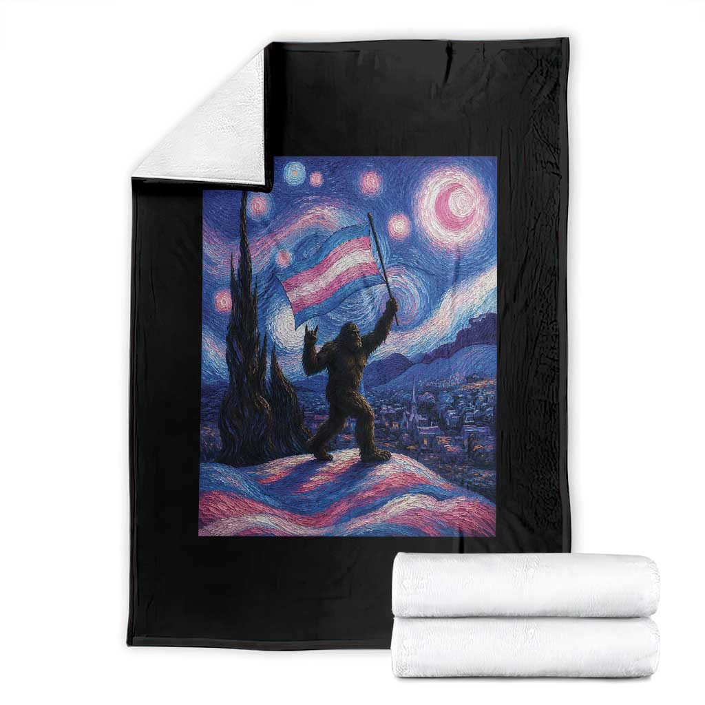 Bigfoot Starry Night Trans Rights Throw Blanket Sasquatch LGBTQ Pride TS12 Black Print Your Wear