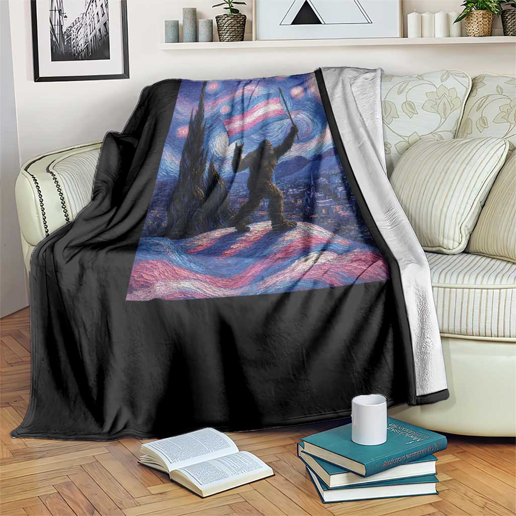Bigfoot Starry Night Trans Rights Throw Blanket Sasquatch LGBTQ Pride TS12 Print Your Wear