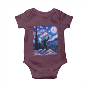Bigfoot Starry Night Trans Rights Baby Onesie Sasquatch LGBTQ Pride TS12 Maroon Print Your Wear