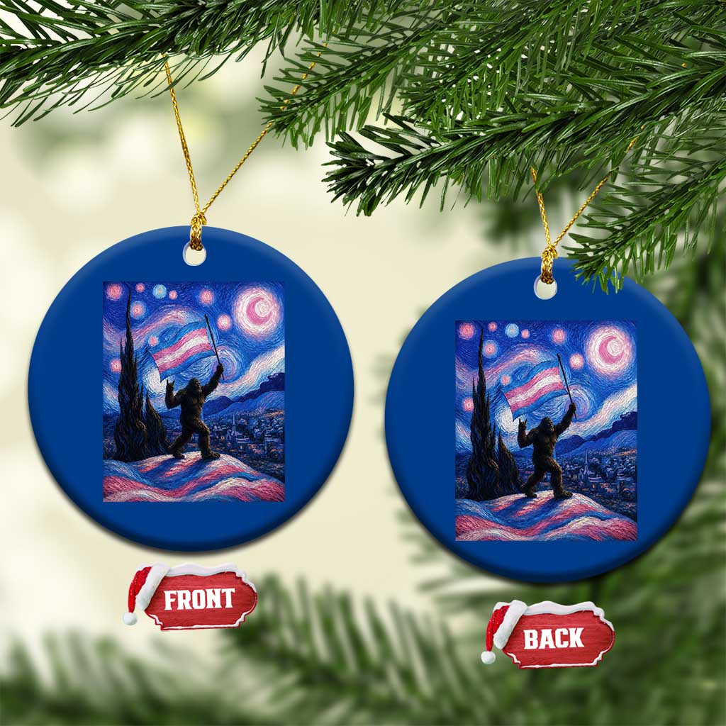 Bigfoot Starry Night Trans Rights Ceramic Ornament Sasquatch LGBTQ Pride TS12 1pc Blue Print Your Wear