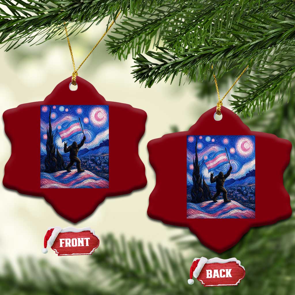 Bigfoot Starry Night Trans Rights Ceramic Ornament Sasquatch LGBTQ Pride TS12 Print Your Wear