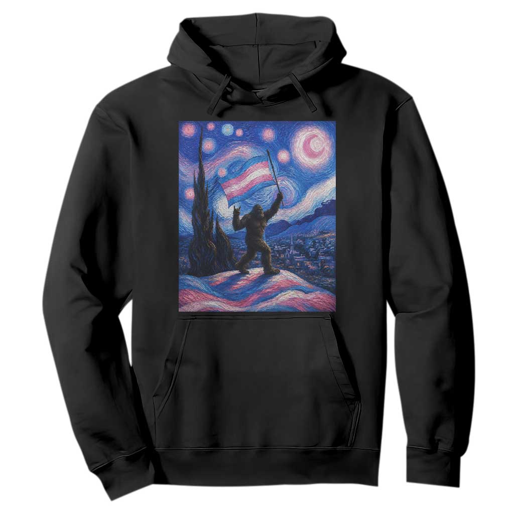 Bigfoot Starry Night Trans Rights Hoodie Sasquatch LGBTQ Pride TS12 Black Print Your Wear