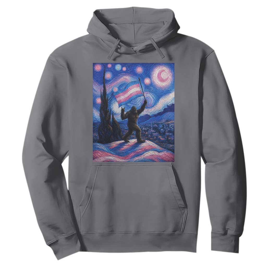 Bigfoot Starry Night Trans Rights Hoodie Sasquatch LGBTQ Pride TS12 Charcoal Print Your Wear