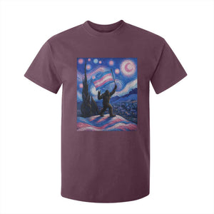 Bigfoot Starry Night Trans Rights T Shirt For Kid Sasquatch LGBTQ Pride TS12 Maroon Print Your Wear