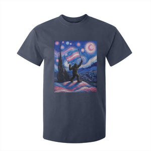 Bigfoot Starry Night Trans Rights T Shirt For Kid Sasquatch LGBTQ Pride TS12 Navy Print Your Wear