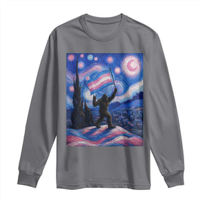 Bigfoot Starry Night Trans Rights Long Sleeve Shirt Sasquatch LGBTQ Pride TS12 Charcoal Print Your Wear