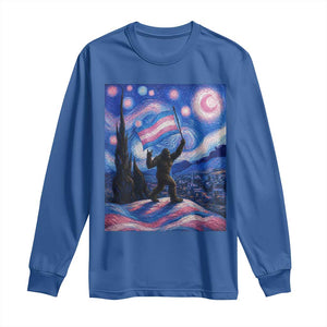 Bigfoot Starry Night Trans Rights Long Sleeve Shirt Sasquatch LGBTQ Pride TS12 Royal Blue Print Your Wear