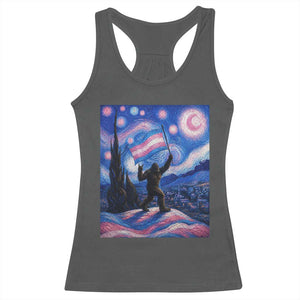 Bigfoot Starry Night Trans Rights Racerback Tank Top Sasquatch LGBTQ Pride TS12 Dark Heather Print Your Wear