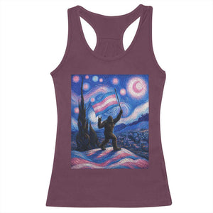 Bigfoot Starry Night Trans Rights Racerback Tank Top Sasquatch LGBTQ Pride TS12 Maroon Print Your Wear