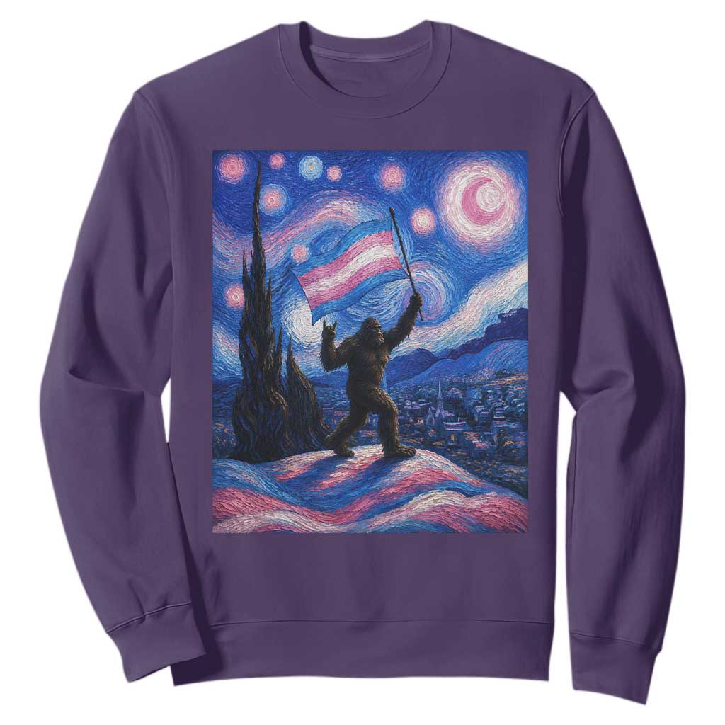 Bigfoot Starry Night Trans Rights Sweatshirt Sasquatch LGBTQ Pride TS12 Purple Print Your Wear