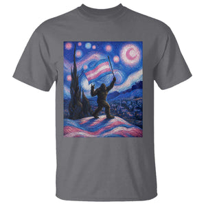 Bigfoot Starry Night Trans Rights T Shirt Sasquatch LGBTQ Pride TS12 Charcoal Print Your Wear