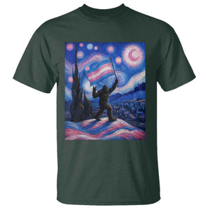 Bigfoot Starry Night Trans Rights T Shirt Sasquatch LGBTQ Pride TS12 Dark Forest Green Print Your Wear