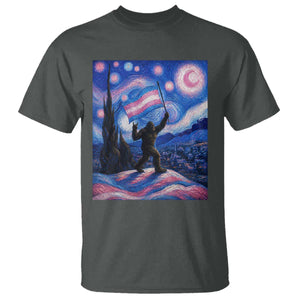 Bigfoot Starry Night Trans Rights T Shirt Sasquatch LGBTQ Pride TS12 Dark Heather Print Your Wear