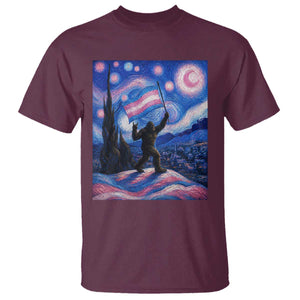 Bigfoot Starry Night Trans Rights T Shirt Sasquatch LGBTQ Pride TS12 Maroon Print Your Wear