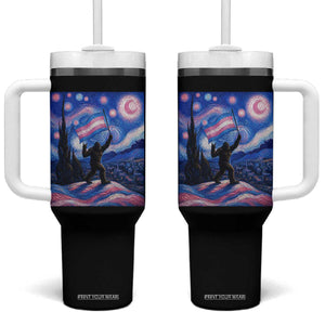 Bigfoot Starry Night Trans Rights Tumbler With Handle Sasquatch LGBTQ Pride TS12 One Size: 40 oz Black Print Your Wear