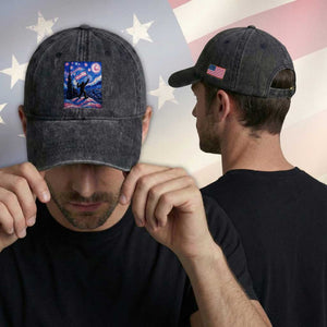 Bigfoot Starry Night Trans Rights Washed Cotton Baseball Cap Sasquatch LGBTQ Pride TS12 Print Your Wear