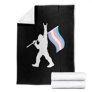 Bigfoot Rock On Trans Pride Flag Throw Blanket Sasquatch LGBTQ Ally TS12 Black Print Your Wear